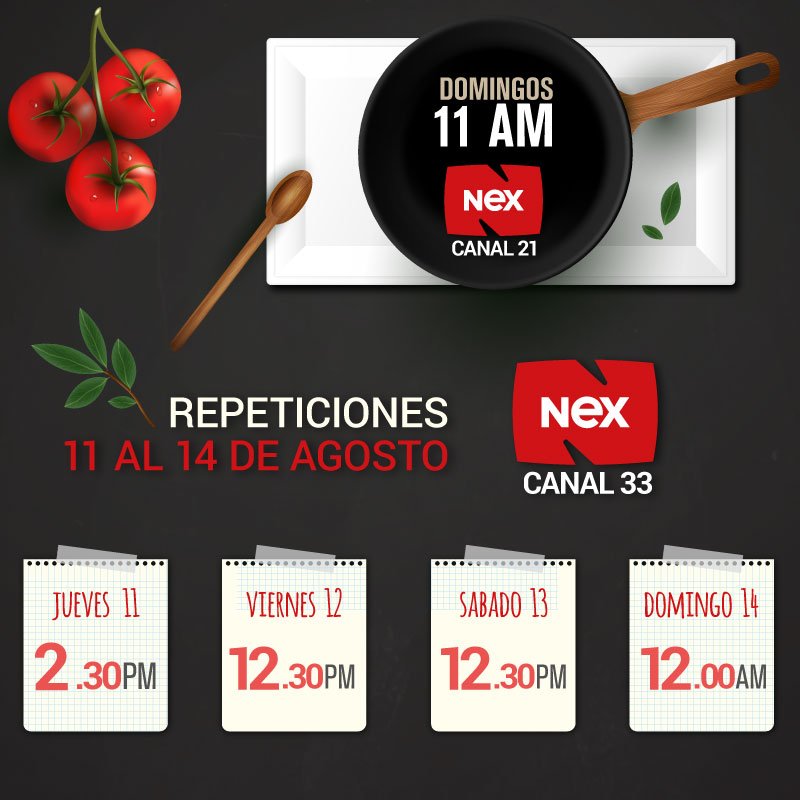 Si no viste Ruta Culinaria el domingo, no te preocupes, tenemos repeticiones en Canal 33. Estos son los horarios!