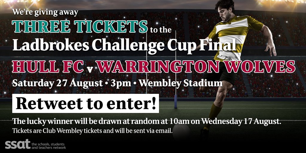 COMPETITION: WIN 3 tickets to the Challenge Cup Final at Wembley Stadium on Aug 27. Retweet to enter!