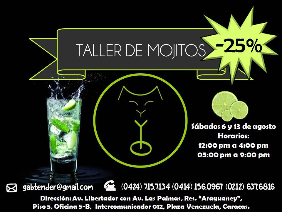 Gabtender_'s tweet photo. Nuestro taller de mojitos cuentan con una promoción del 25% de #descuento. https://t.co/8ZBM7lBNhP