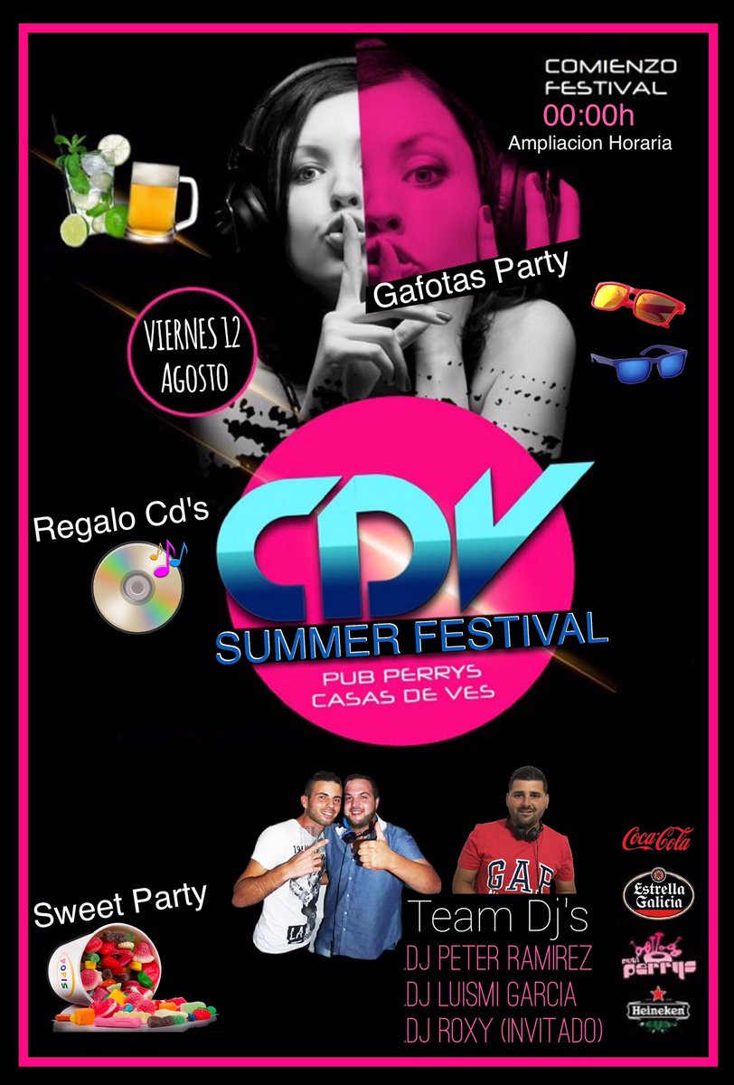 CdvSummerFest's tweet photo. Esta noche a las 22:00 se realizarán los sorteos de las 4 barras libres y copas gratis.
✔️RETWITEA Y ENTRA EN SORTEO https://t.co/fc1Z5IAsFu