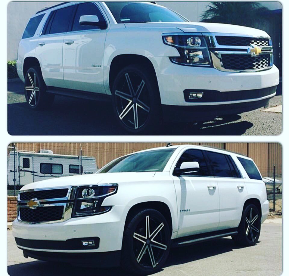 crownsuspension's tweet photo. #2015Tahoe before & after #CrownSuspension 2/4 #loweringkit 24" #dcentiwheels #dropkit #lowering #drop https://t.co/ByJhNXhQhd