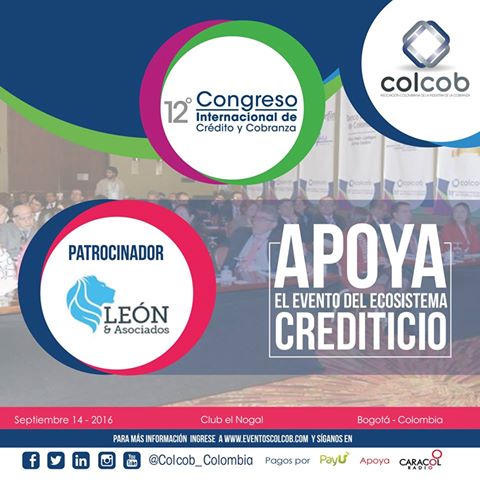 Colcob_Colombia's tweet photo. Leon &amp; Asociados Patrocinador 12°Congreso Internacional de Crédito y Cobranza |Inscríbase ya:https://t.co/bQSDK587Wu https://t.co/0jIvb0nXQv