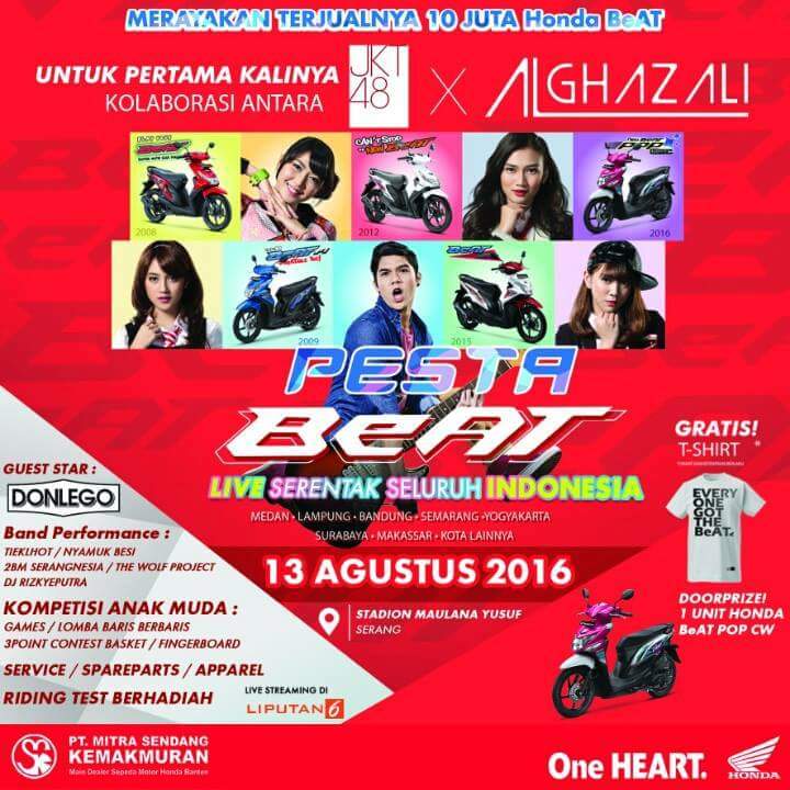 InfoMusic.SRG (@infomusicsrg) on Twitter photo PESTA BeAT"13 Agustus 2016 Stadion Maulana Yusuf Serang w/ <a href="/donlegoband/">DONLEGO OFFICIAL</a>
<a href="/TIEKLHOT/">TIEKLHOT</a> <a href="/2BM_Serangnesia/">2BMSerangnesia</a> <a href="/HondaBanten/">Honda Jawara Banten</a> PESTA BeAT"13 Agustus 2016 Stadion Maulana Yusuf Serang w/ <a href="/donlegoband/">DONLEGO OFFICIAL</a>
<a href="/TIEKLHOT/">TIEKLHOT</a> <a href="/2BM_Serangnesia/">2BMSerangnesia</a> <a href="/HondaBanten/">Honda Jawara Banten</a>