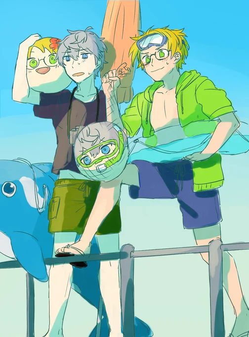 【お題:夏】#izmk1d1w遅刻と初参加失礼します～!海!! 
