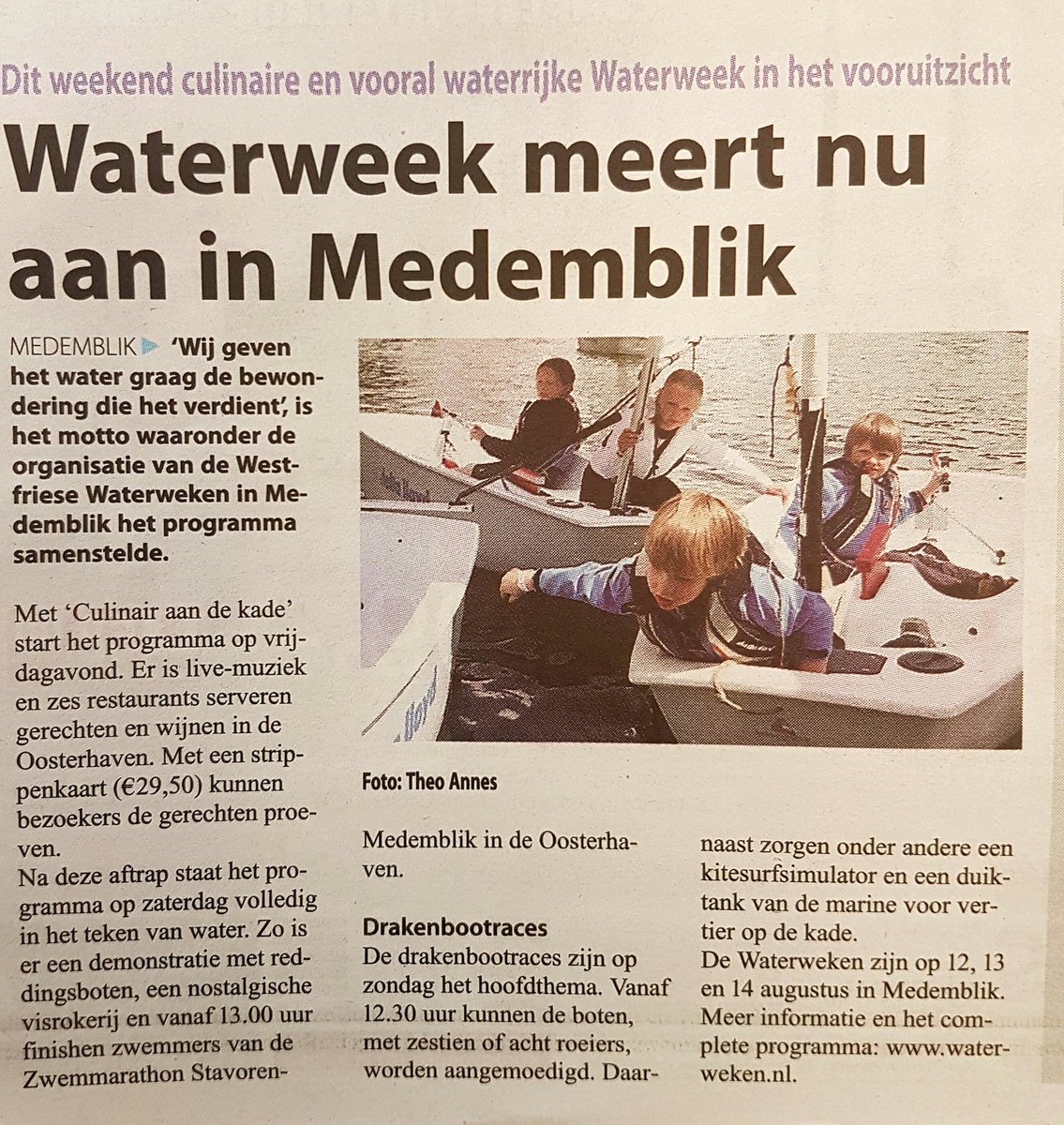 Waterweken meren dit weekend aan in <a href="/GemMedemblik/">Gemeente Medemblik</a> en <a href="/gem_opmeer/">gemeente Opmeer</a>!