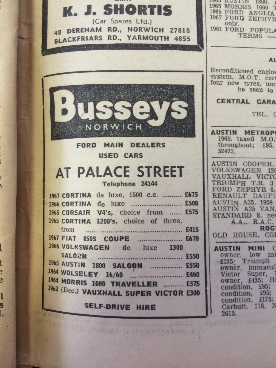 BusseysNorfolk's tweet photo. We've got a great #tbt dating back to nearly 50 years ago! A press advert in the @EveningNews from 1967! #busseys https://t.co/MaDoXHvI70