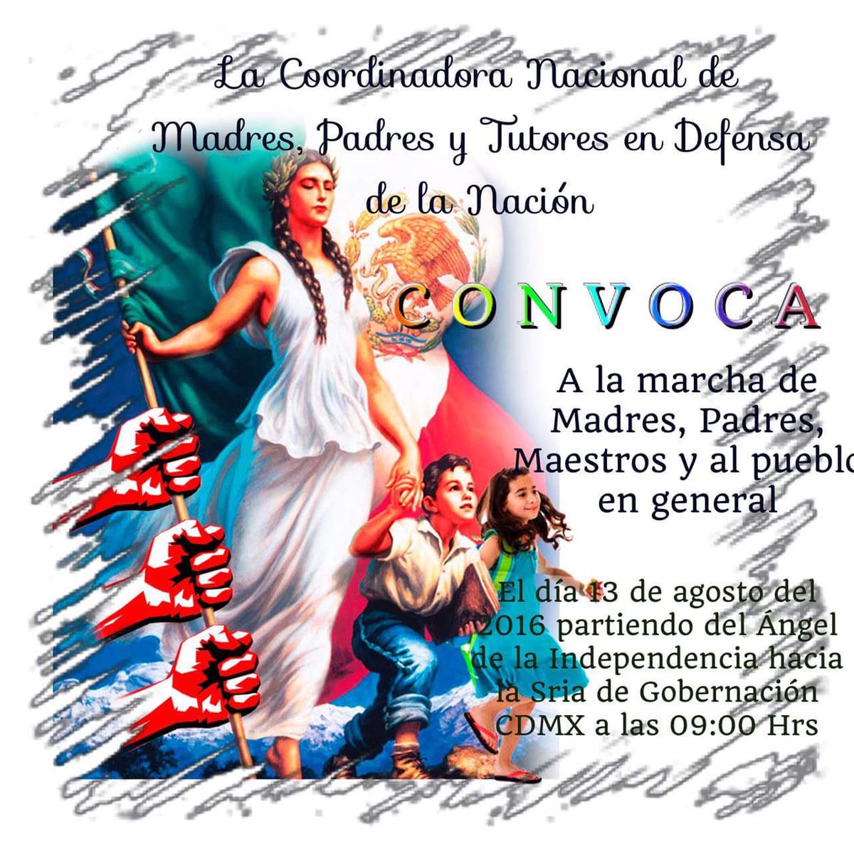RadioZapote's tweet photo. Marcha padres, maestros y pueblo en general 13 de Agosto 9am del Ángel a Gobernación ¡Abajo la Reforma Educativa! https://t.co/617vn13ft7