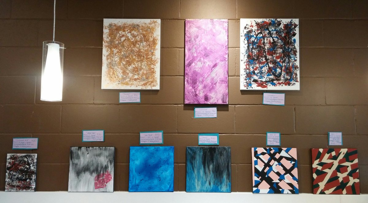Tomokacoffee's tweet photo. New art up in the cafe by Shelby Hopland Guidi! #tomokayyc #yyc #localartist #yycart #calgaryart #tomokacoffee https://t.co/xiRLmm6nui
