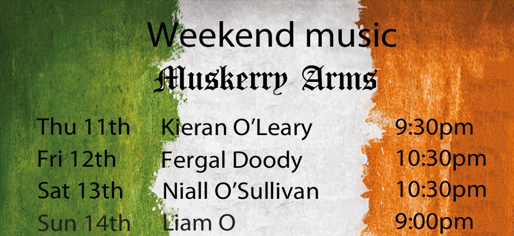 MuskerryArms's tweet photo. Trad session in Tavern Room at 6:45pm (doors open at 6) with Kieran O'Leary. Live music in the bar at 9:30 tonight. https://t.co/IxW4733gKR