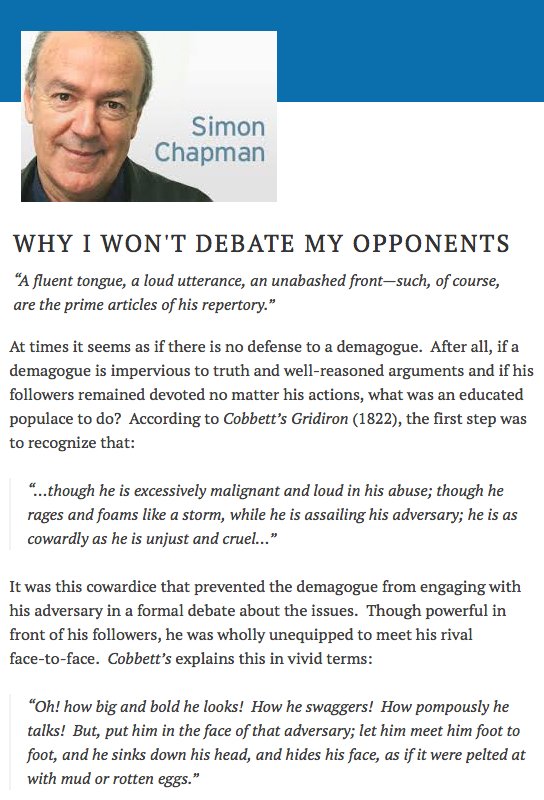 SimonChapmanAO's tweet photo. My only weakness is an educated opponent in the same room as me. Journalists pose no threat

https://t.co/wJ5QGkos95 https://t.co/tfg0xQQ8BJ