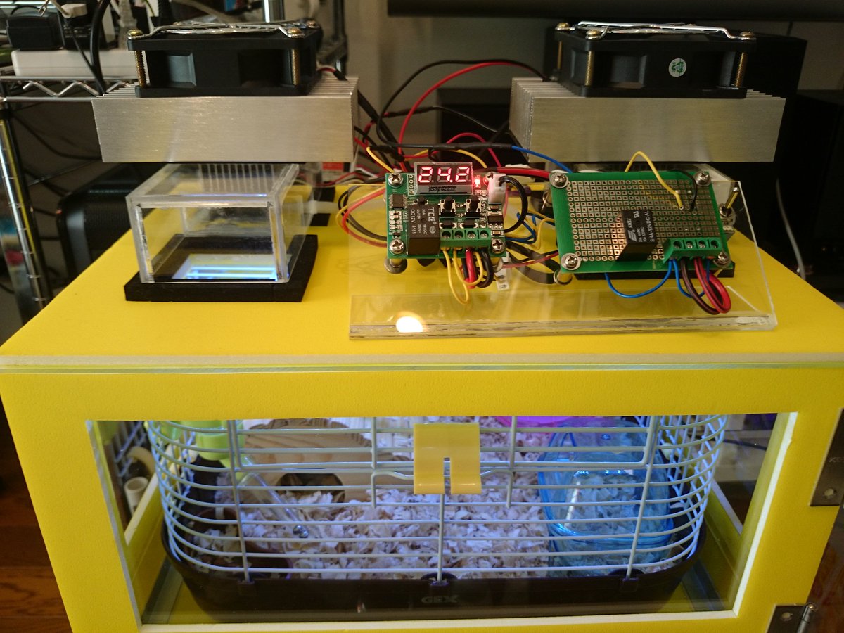 ゆたまる ハムスターの夏の暑さ対策の為に徹夜で作ったハムスター用クーラーがガチ過ぎて自分でもちょっと引いてる これがあれば室温30度超えでもハムちゃんは快適 温度管理機能付き