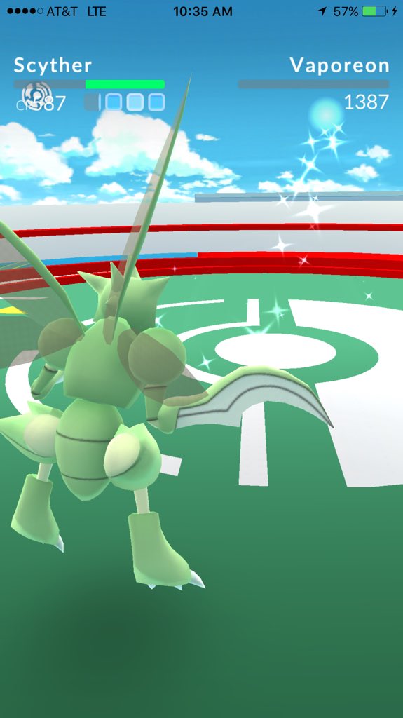 Gaming4Grandpa's tweet image. My #Scyther took out their #Vaporeon Another gym takeover by #TEAMFEL for #TeamInstinct #PokemonGO @Pokemon