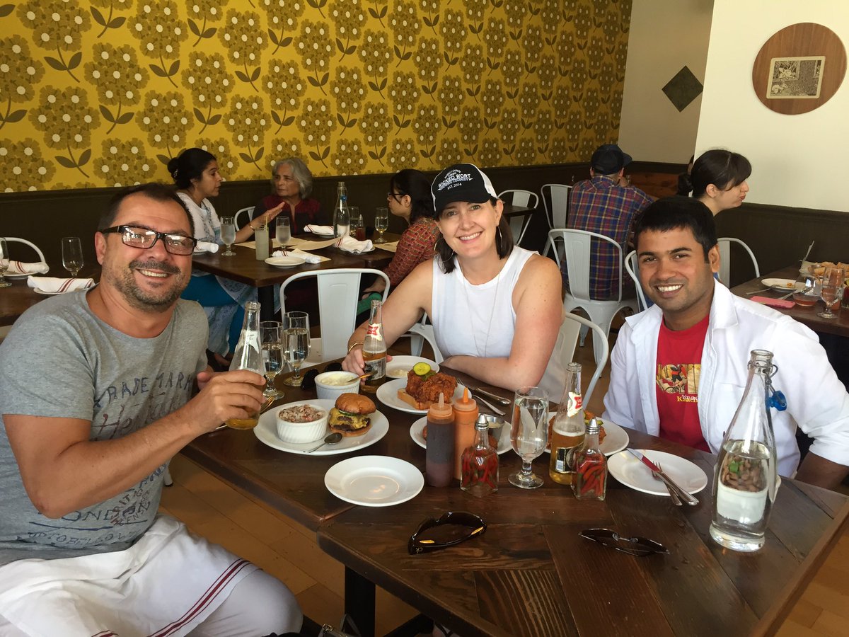 KellyGroehler's tweet photo. Two guys from Hong Kong, eating Southern U.S. food with an American in a Northern U.S. city. @EzeeCube #friedchicken https://t.co/SufcGOy64w