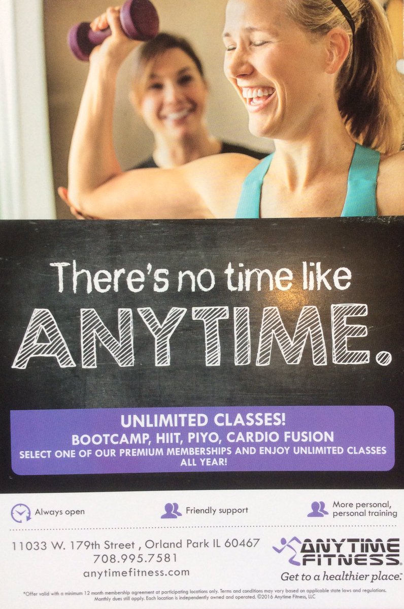 AnytimeOrlandPk's tweet photo. There's no time like ANYTIME!!! #OrlandPark #Fitfam #fitness #health https://t.co/IGM7dtrLei