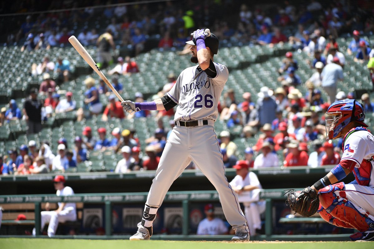 Rockies's tweet photo. David Dahl draws a bases-loaded walk.

@TonyWolters scores, and this game is tied at 9! https://t.co/uYjMznr0xW
