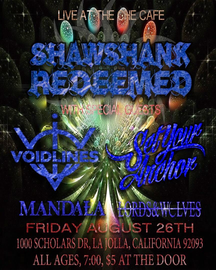 ZakkCadwell's tweet photo. August 26th mark your calendars! #VOIDLINES #shawshankredeemed #thechecafe https://t.co/KvXduh1OC1