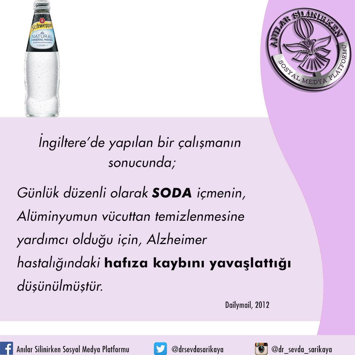 Maden suyu #alzheimer hastalığından korur mu? İlginç bir çalışma sonucu değil mi... #alzheimerfarkındalık