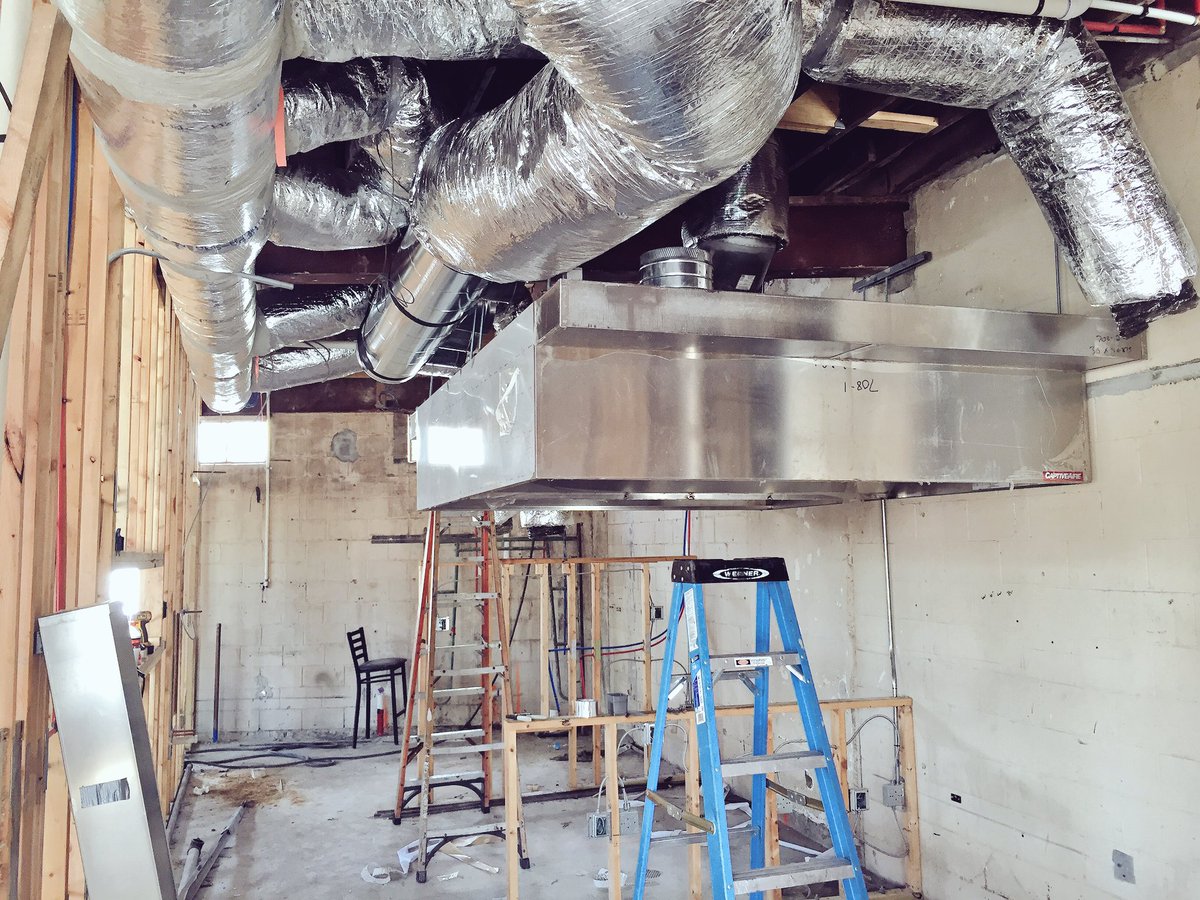 #Construction progress. Hood hung, HVAC installed. #Charleston #Kitchen #P&amp;L <a href="/gastrofreaks/">Robert Berry</a> <a href="/JPoolesAlley/">Jimmy Poole</a>