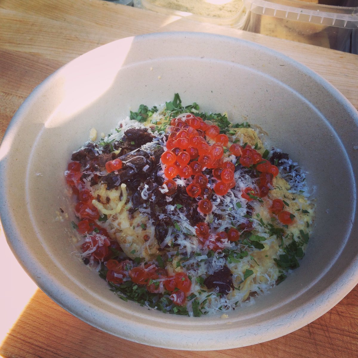 All set up <a href="/CUESA/">Foodwise</a> <a href="/NamuSF/">Namu</a> street food tent, come down for lunch! #ramencarbonara