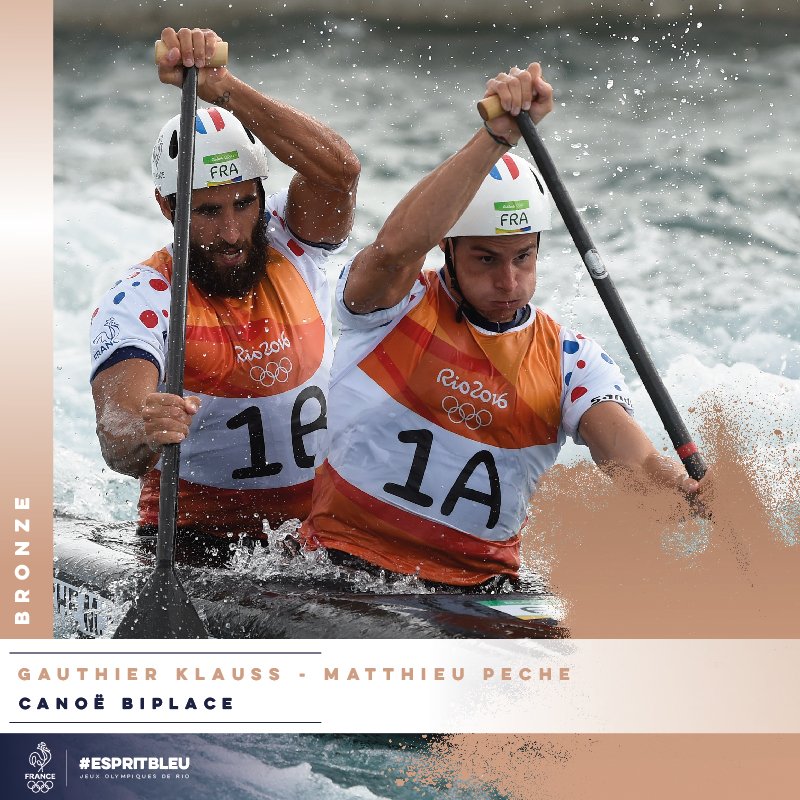 #CanoeSlalom Médaille de bronze du C2 pour <a href="/gauthierklauss/">Gauthier Klauss - OLY</a> &amp; <a href="/MatthieuPECHE/">Matthieu Péché - OLY</a> ! Splendide ! Bravo !!!! #espritbleu