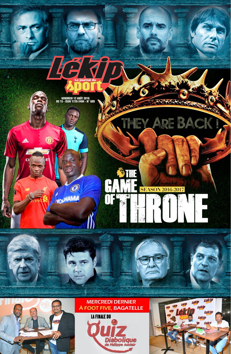 LekipSport's tweet photo. La couverture de Lekip du vendredi 12 août 2016. Spécial @premierleague . @PhilippeAuclair @azmaalhydoo @LekipSport https://t.co/nktbULRiMZ