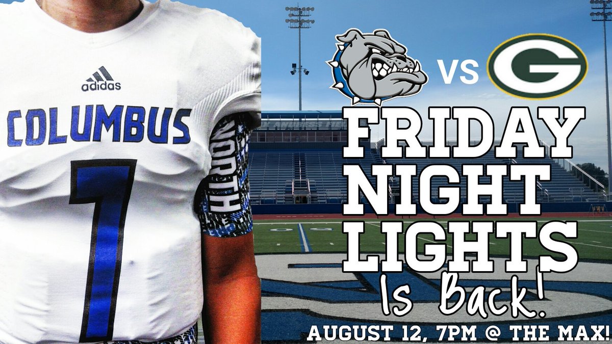 DogPackFB's tweet photo. Friday Night Lights return to Max Andress Field as your Columbus North Bull Dogs host the @WoodmenFootball tomorrow! https://t.co/VykLPcK4cR