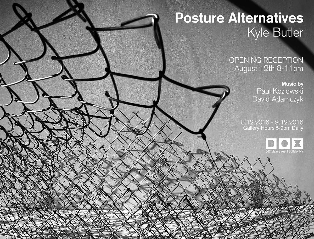 BOX_buffalo's tweet photo. Friday Night opening reception for Posture Alternatives an installation by Kyle Butler 8-11pm https://t.co/eNZXlquVYl