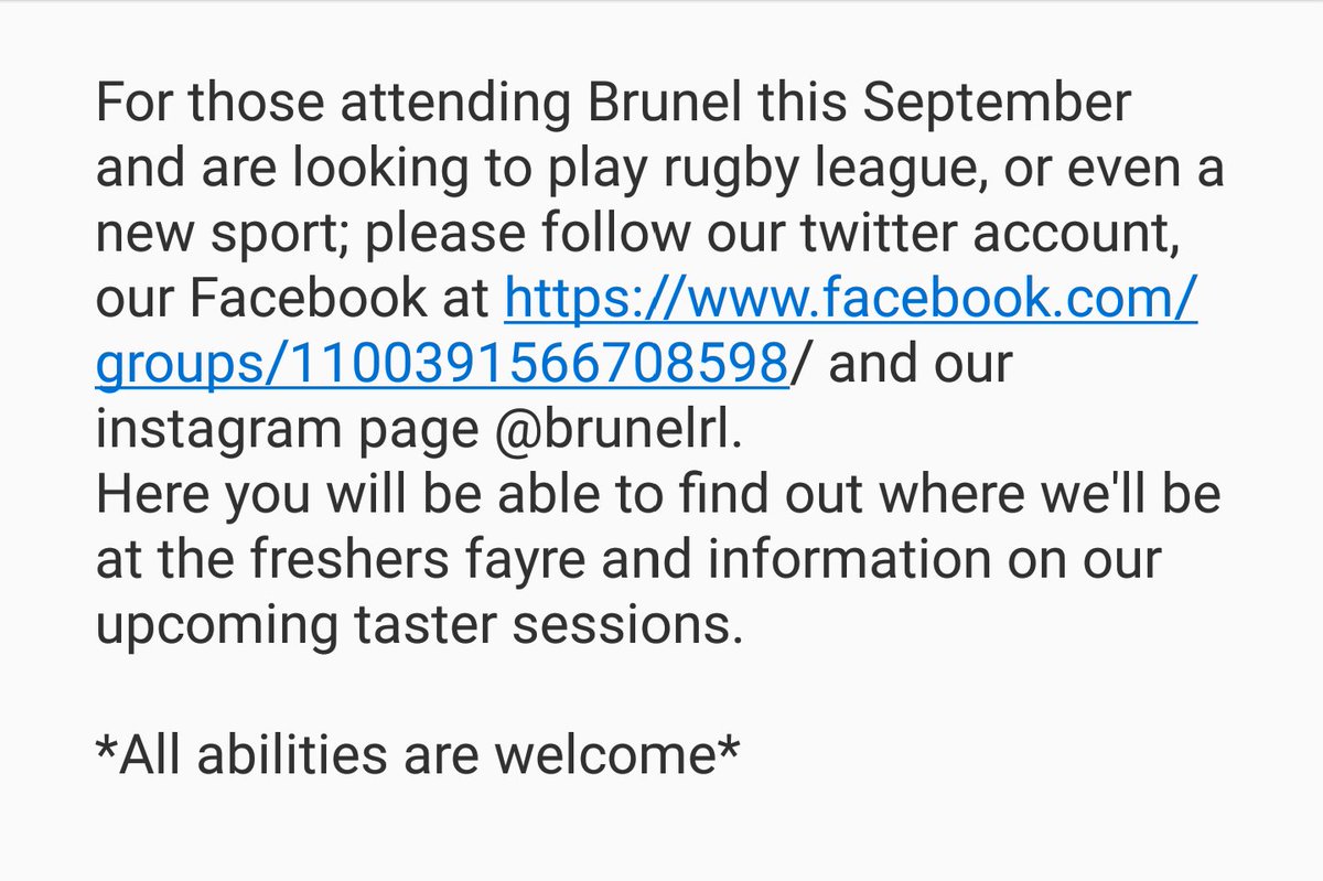 Recruitment info for the upcoming 2016/17 season <a href="/TeamBrunel/">TeamBrunel</a> <a href="/UniversityRL/">University RL</a>