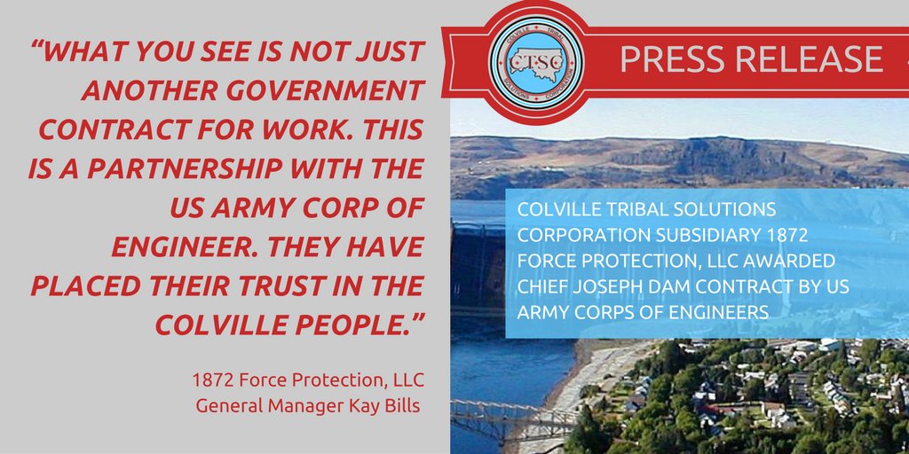 CTSC1872's tweet photo. #Native8a @CTSC1872's 1872 Force Protection, LLC awarded Chief Joseph Dam @USACEHQ contract! https://t.co/Izt47uiYfD https://t.co/wm0Nb8rbvQ