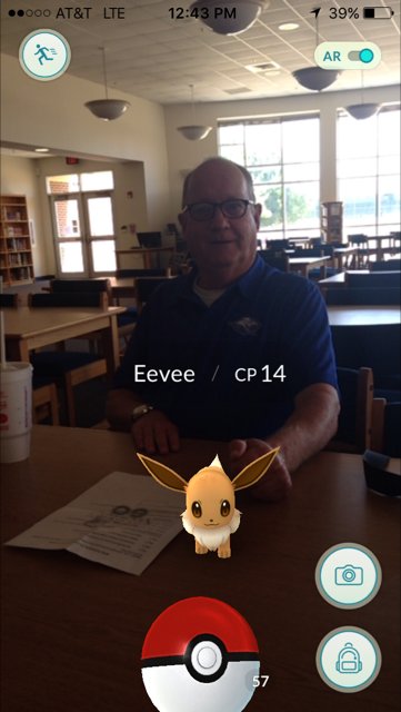 RooLibrary's tweet photo. Mr. Tramel is enjoying PokemonGo! #whspokemongo https://t.co/jjMuFdRkkb