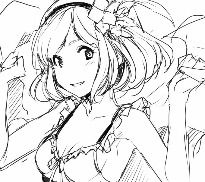 ジータちゃんとJK。時間的にここまでかなあ…余白には尻とか正面からだと見えないところを描いたりする予定 