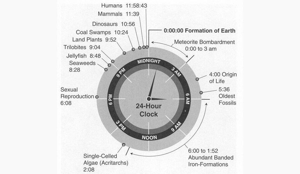 Жизненное время личности. История земли в виде циферблата. История земли в часах. История земли на циферблате часов. История земли за 24 часа.