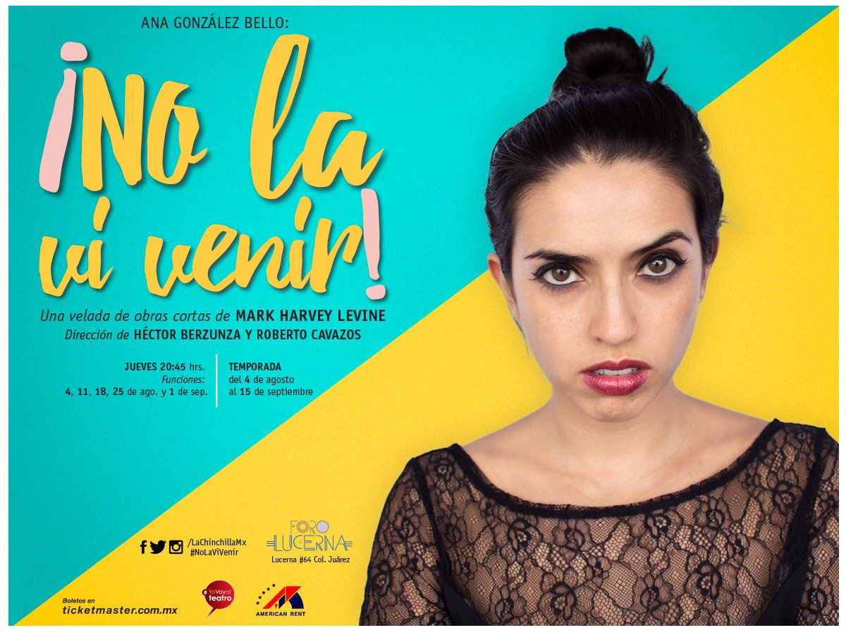 ForoLucerna's tweet photo. ¡#NoLaViVenir!
HOY 20:45 hrs.
Con @anaRGB @yosoyrobcavazos.
Producción de @lachinchillamx.
@YoVoyAlTeatroMx https://t.co/cMJXjNNdJ1