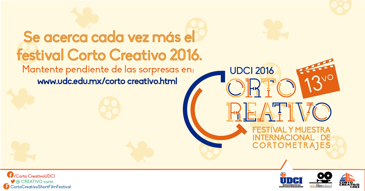CREATIVOcorto's tweet photo. No te pierdas todas las sorpresas que tenemos para ti. #CortoCreativo2016 #CCUDCI2016 #filmfestival https://t.co/iRMHQaU6gr