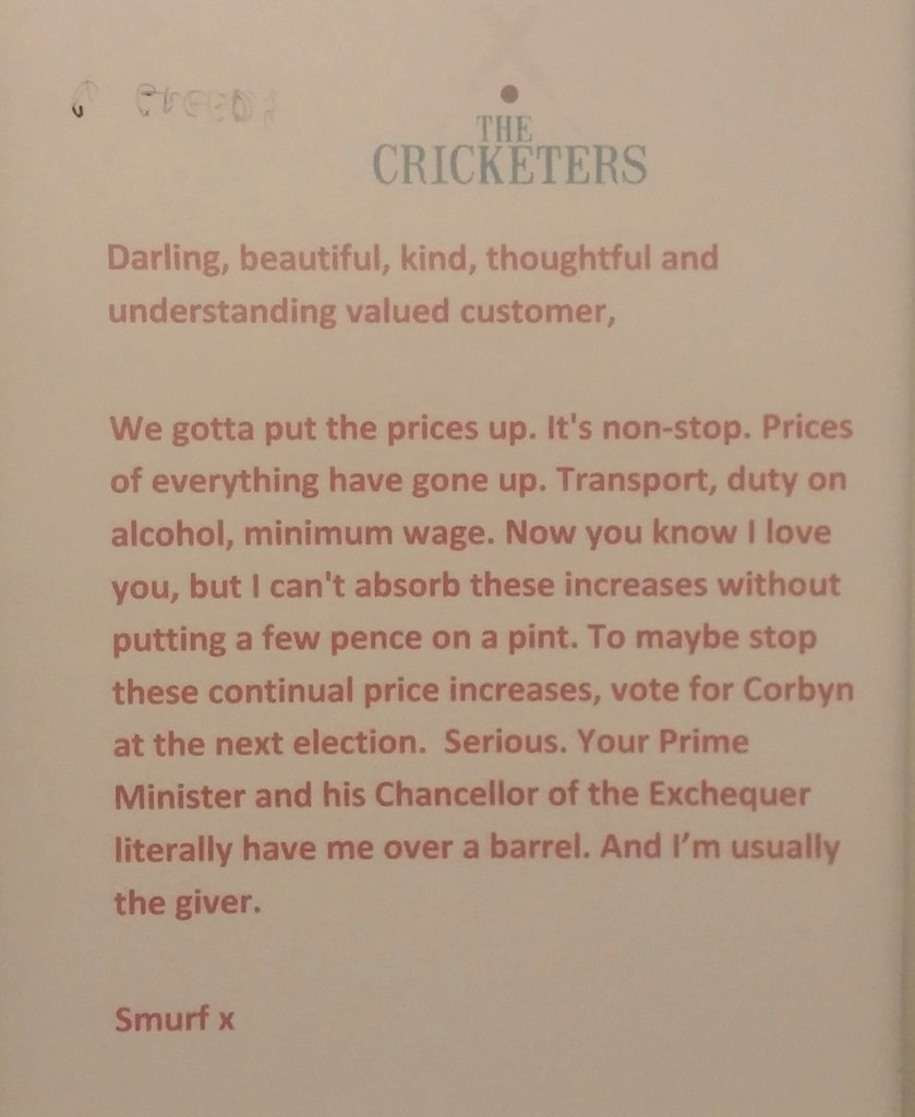 CanetheSutter's tweet photo. Lovely sign at the @Cricketersleam pub in Leamington to show support for @jeremycorbyn !!!
More reasons to come here https://t.co/UpwFRPgHfq
