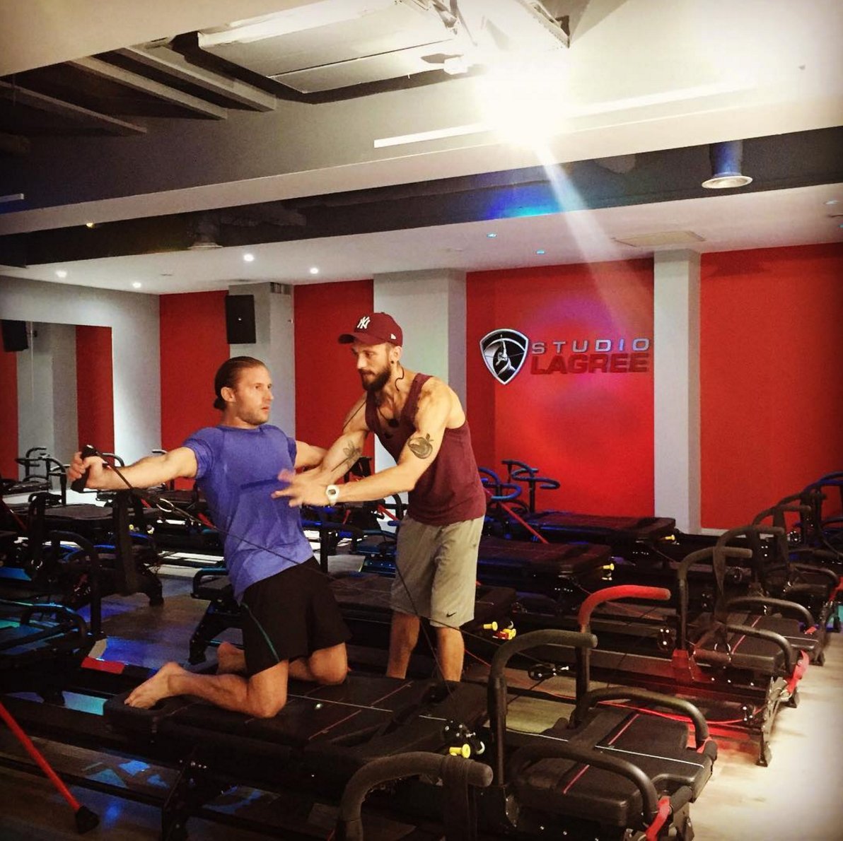 StudioLagreeUK's tweet photo. Our current male ambassador @KyleMaslenPT with instructor Vinny helping him to get his SEXY BACK ๐ #LagreeLife https://t.co/FBS9V7oSHh
