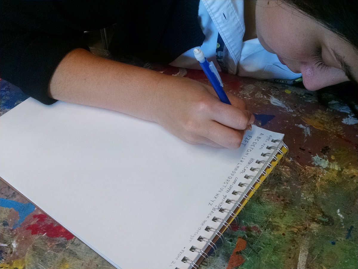 Studio4DatFRHS's tweet photo. We learned the #caesarshift today #cybersecurity #codebreaking #STEAM Artists encrypted & decrypted messages #artsed https://t.co/cWvO6OPB7X