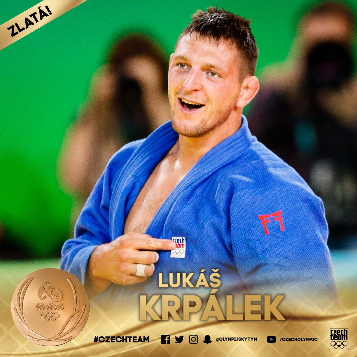olympijskytym's tweet photo. Splněný sen! 󾭞 Lukáš Krpálek je ZLATÝ 🏅

Vítězný taneček ➡ https://t.co/tf2xHRQgq5

#czechteam 🇨🇿 https://t.co/dkZ4KSCe3e