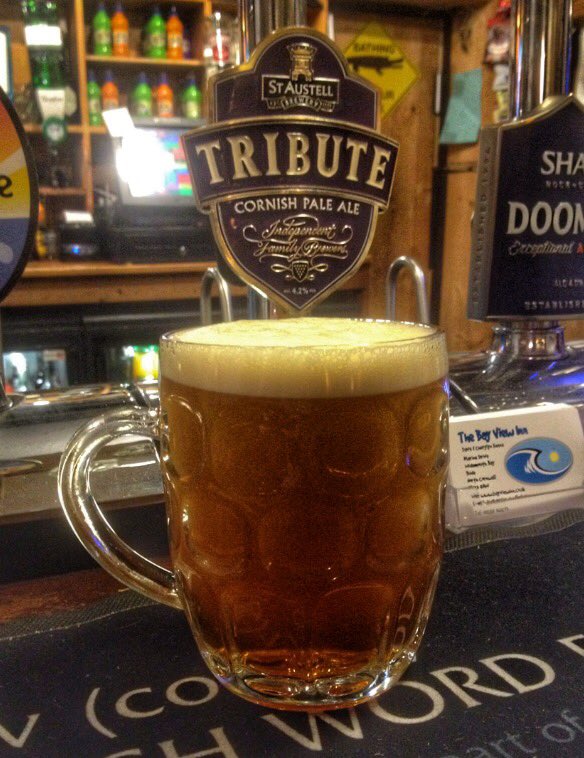 TimMcKenna01's tweet image. A pint of Tribute in a handle by the beach in Cornwall. A pretty good way to end the day! 🙂 #cyclethecoast