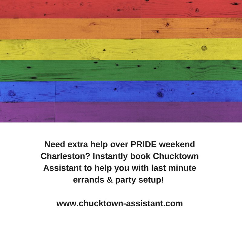 AssistChucktown's tweet photo. Need help with errands and party setup for PRIDE Charleston? Book an Assistant instantly! @CharlestonPride https://t.co/aljTDR266o