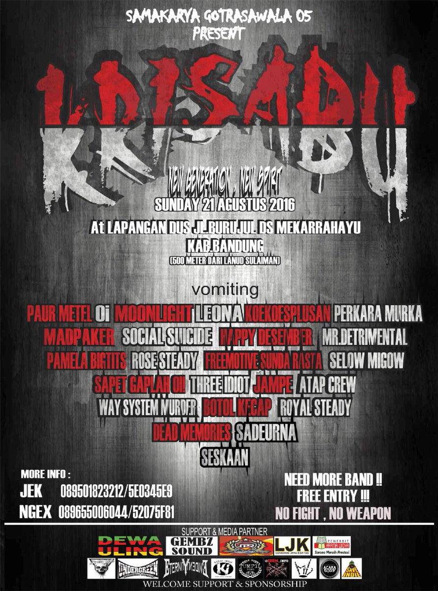 21 agustus At lap buruzul kab bandung .  masih need more band . grab it fast bro .. 200K