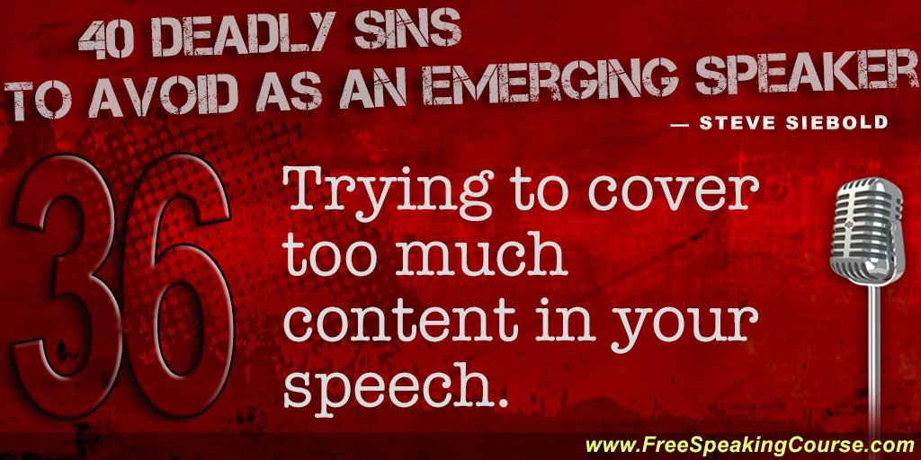 SandraLarson's tweet image. Covering too much content in your speech?freespeakingcourse.com/40deadlysins.p…
#PublicSpeaking
#SpeechWorkshop
#Leadership
#Speech