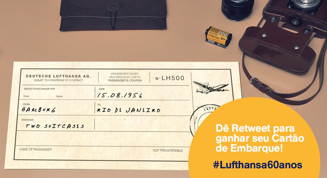 Lufthansa_BR's tweet image. Quer receber um cartão de embarque virtual retrô personalizado? Compartilhe esse post! #Lufthansa60anos