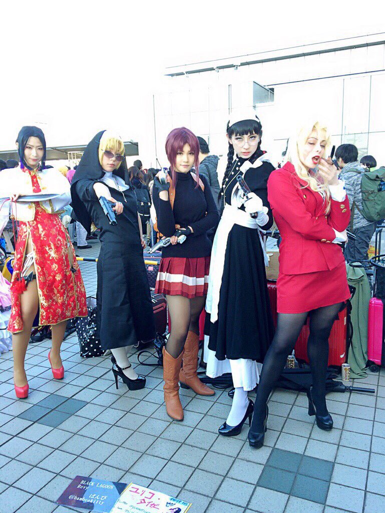 今日からコミケ！！皆楽しんでね！！私、1.2日目はファッキン仕事で不参加！！悲しいから、前回コミケの時に皆でブラックラグーン合わせした画像を上げるよ！！上げちゃうよ！！！！
#エアコミケ #C90 #C89 #コスプレ