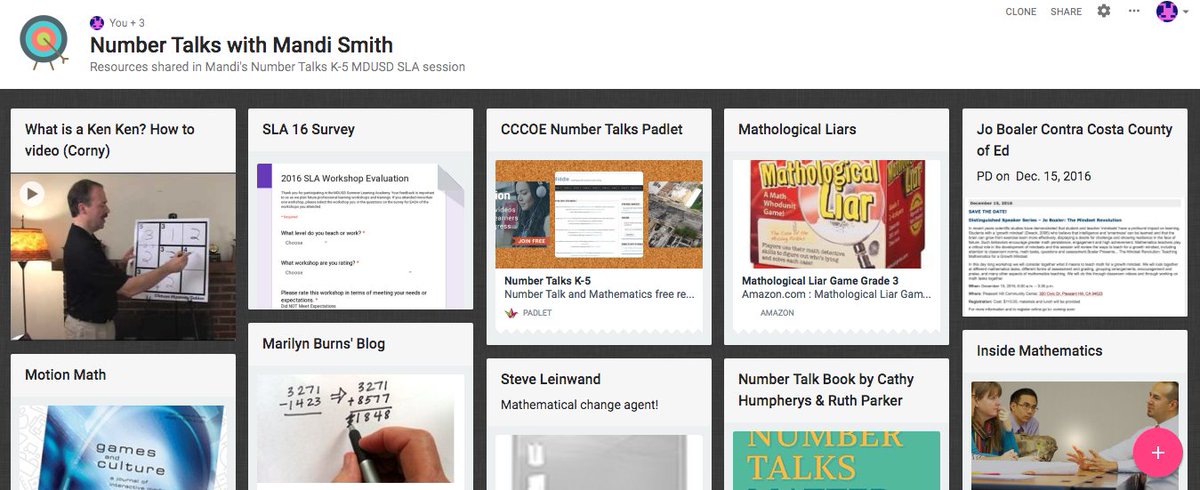 KarlyMoura's tweet photo. A TON of resources from @mandi_smithml's K-5 Number Talks session today! #MDUSD #SLA16 https://t.co/6WTWLVIWZs https://t.co/hMVgcwD4kP