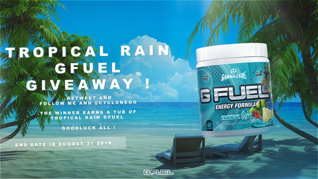 sayholden's tweet image. Tropical Rain G-FUEL Giveaway! 

Retweet + Follow @CycloneBraata 

1 Winner chosen on 8/31