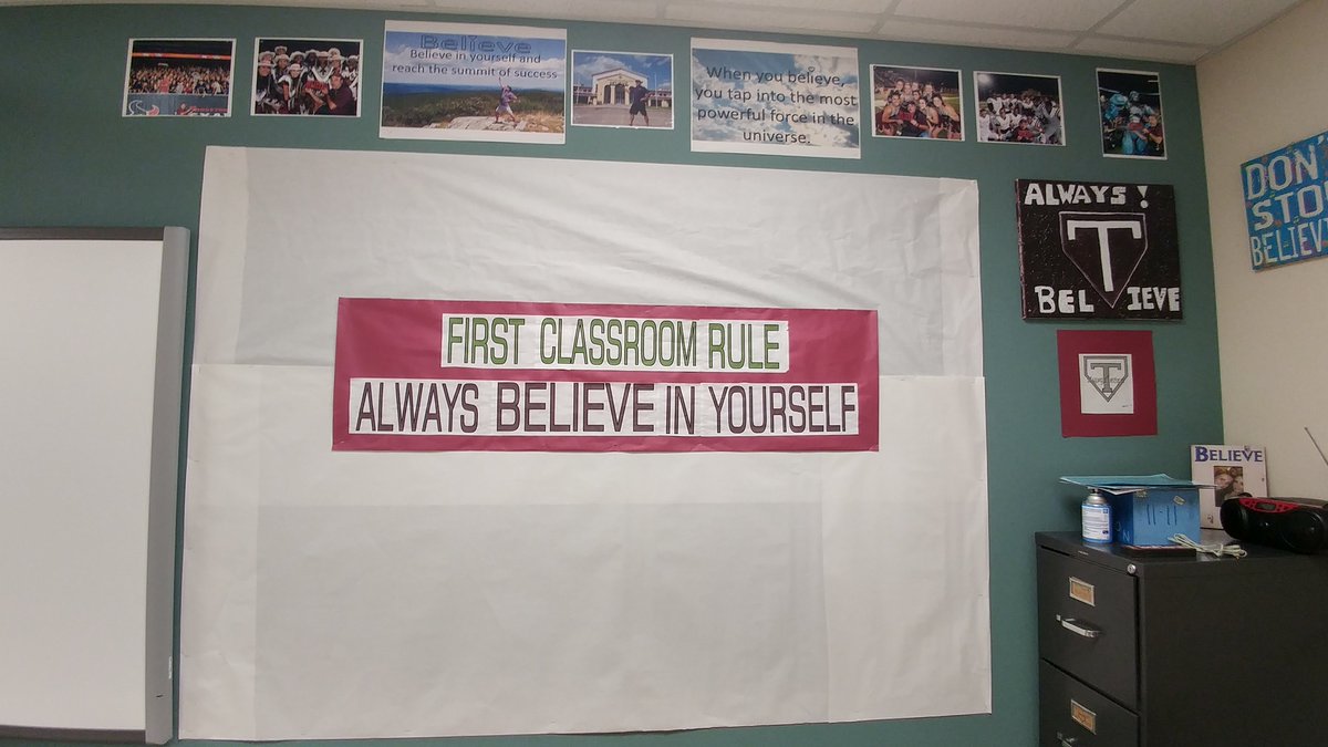 Toups_J's tweet photo. The #AlwaysBelieve selfie wall is ready for selfies. It's like a #BigDeal if you end up on this wall. #grhsstaffdev https://t.co/y5E58GSIdX