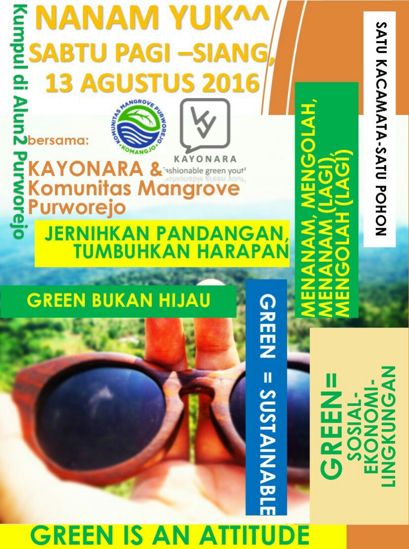 KayonaraStore's tweet photo. Yuk ikut penanamanpohon "1 kacamata 1 pohon" gratis! 13 Agustus 2016 jam 8 pagi di Purworejo. Info : 081337876873 https://t.co/EYfpPIyzaZ