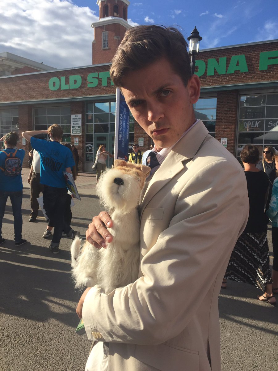 Montmorency3Men's tweet photo. One of my owners tries to pose with me before the #yegfringe #parade #imbetterlooking https://t.co/gSom3Xlqk4