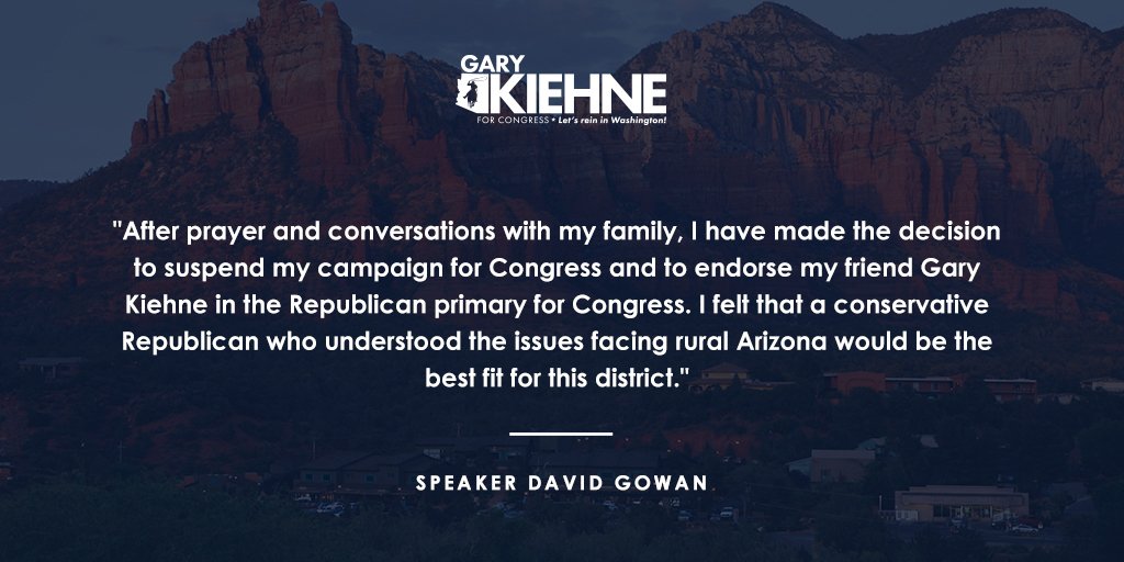Our deepest appreciation to Speaker @DavidGowanAZ for his endorsement & support! #AZ01 kiehneforcongress.com/release-endors…